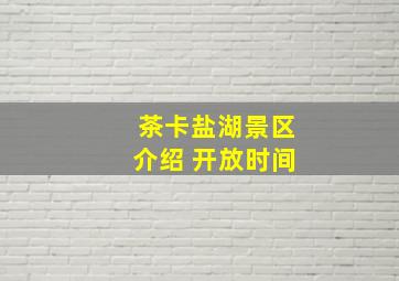 茶卡盐湖景区介绍 开放时间